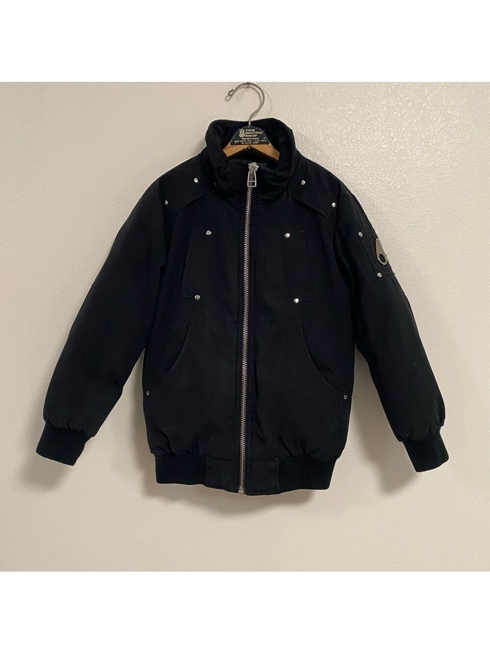 Moose Knuckle Canada Bomber Jacket Kids Small Black Goose Down coat Jacket